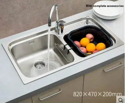 Free shipping Luxury individuality kitchen double groove sink durable 304 stainless steel high quality big hot sell 820x470 MM