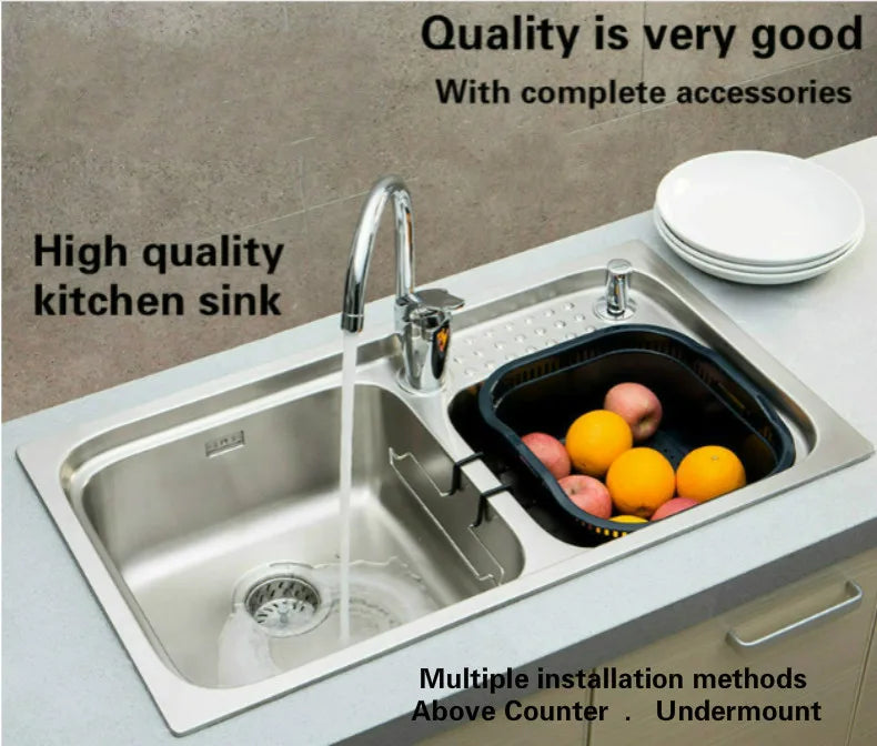 Free shipping Luxury individuality kitchen double groove sink durable 304 stainless steel high quality big hot sell 820x470 MM