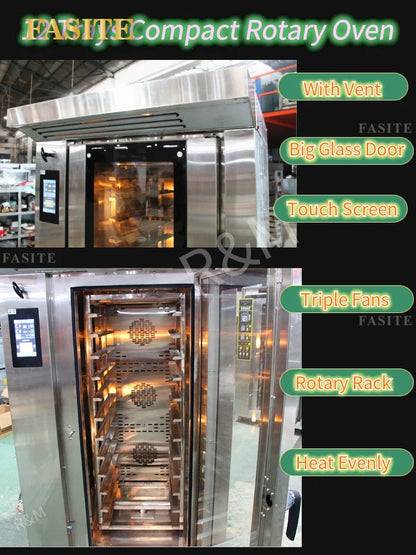 For Electric Bakery Equipment Restaurant Used Automatic Rotary Bread Oven Machine Commercial for Make Pizza and Cake