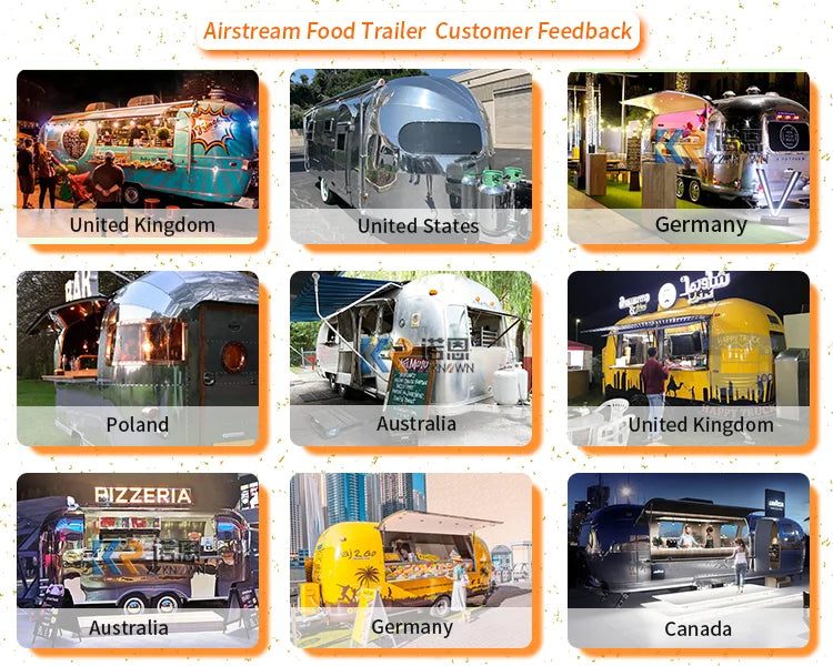 2024 Mobile Restaurant With Kitchen Street Food Van Airstream Bar Beer Trailer Fully Equipped Pizza Oven Food Truck