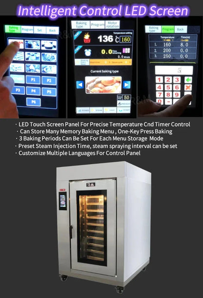 For Electric Bakery Equipment Restaurant Used Automatic Rotary Bread Oven Machine Commercial for Make Pizza and Cake