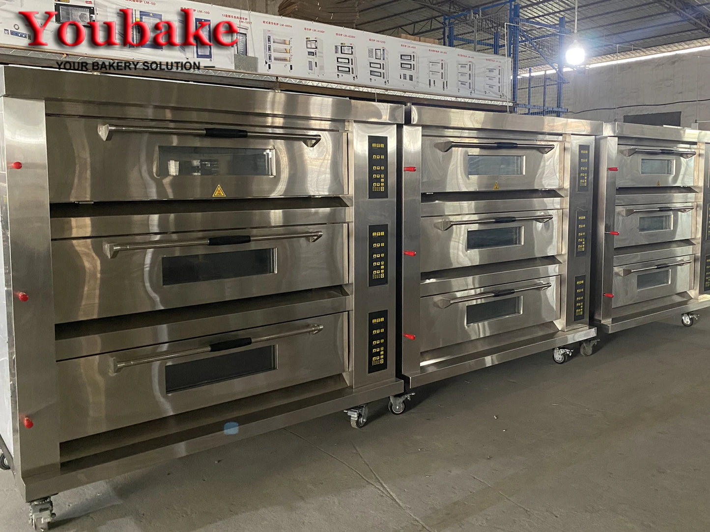 Bakery Kitchen Catering Equipment Commercial Industrial Use Luxury 3 Deck 9 Trays Bread Cake Pizza Baking Machine Deck Oven