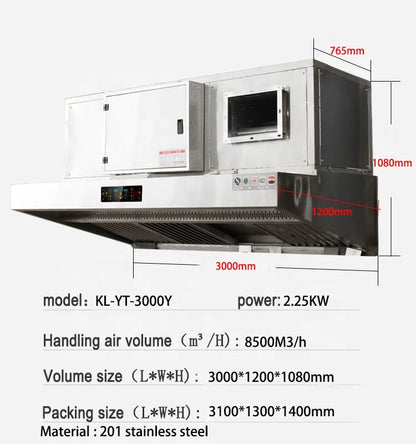 Restaurant Appliances T Shape Range Kitchen Hood System with filter