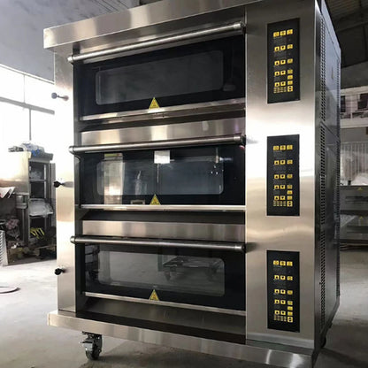 Bakery Kitchen Catering Equipment Commercial Industrial Use Luxury 3 Deck 9 Trays Bread Cake Pizza Baking Machine Deck Oven