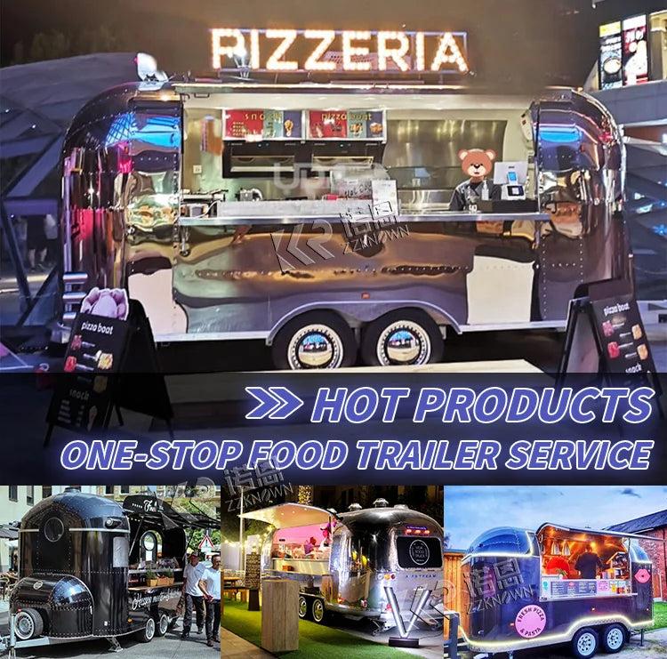 2024 Mobile Restaurant With Kitchen Street Food Van Airstream Bar Beer Trailer Fully Equipped Pizza Oven Food Truck