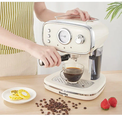 Home coffee machine. Kitchen appliance. Full semi-automatic espresso machine. Small ， all-in-one. Retro mini.