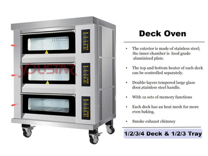 Bakery Kitchen Catering Equipment Commercial Industrial Use Luxury 3 Deck 9 Trays Bread Cake Pizza Baking Machine Deck Oven