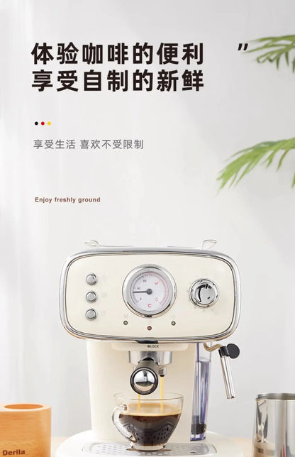 Home coffee machine. Kitchen appliance. Full semi-automatic espresso machine. Small ， all-in-one. Retro mini.