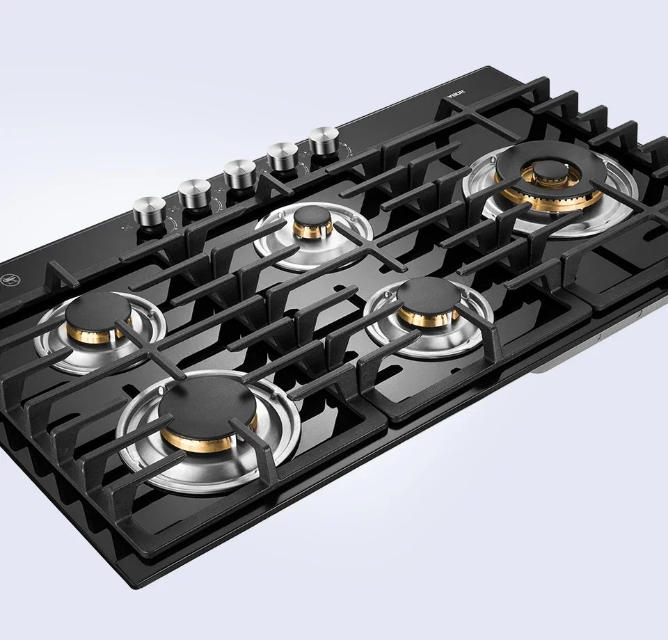 Kitchen Appliance, Tempered Glasssurface 5 Burner Gas Cooktop, 5 Burner Gas Stove with  Big Fire