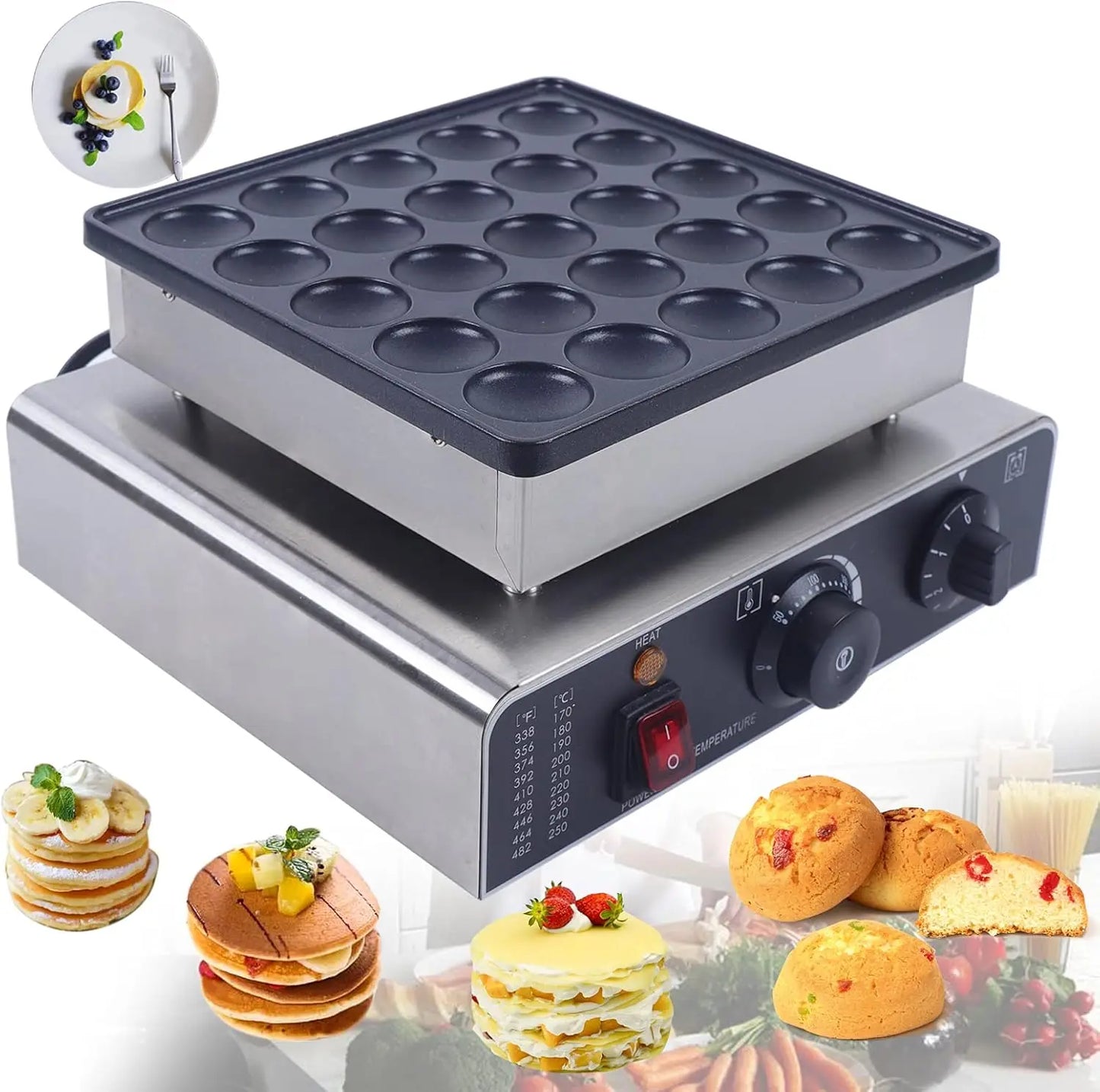 Maker Bread Maker Commercial Electric Non-Stick Waffle Maker Muffin Maker 1.8 Inch for Home and Restaurant Kitchen Bakery Snack