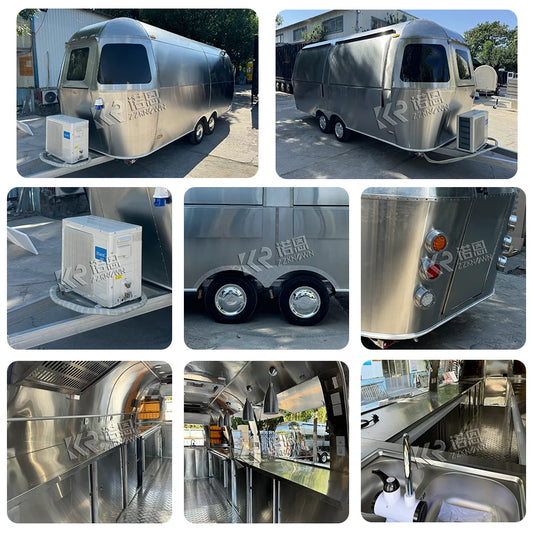 2024 Mobile Restaurant With Kitchen Street Food Van Airstream Bar Beer Trailer Fully Equipped Pizza Oven Food Truck