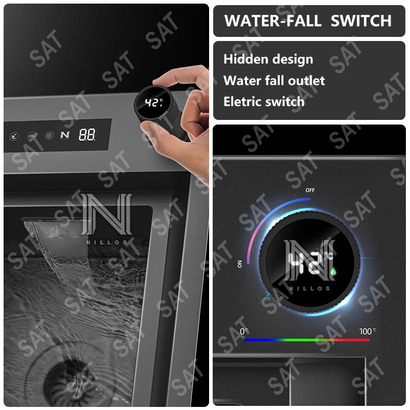 11550 Modern Big Stepped Design Durable Black Nano 304 Stainless Steel Touch Screen Panel Hidden Kitchen Sink With Dishwasher