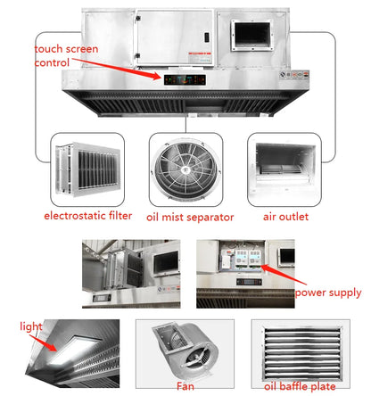 Restaurant Appliances T Shape Range Kitchen Hood System with filter